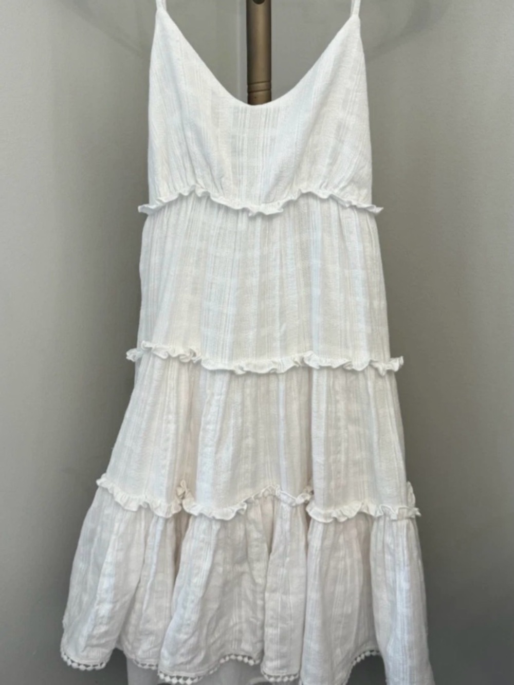 Lucky Brand White Tiered Ruffle Midi Dress Sleeveless Tie Back Lined XS India